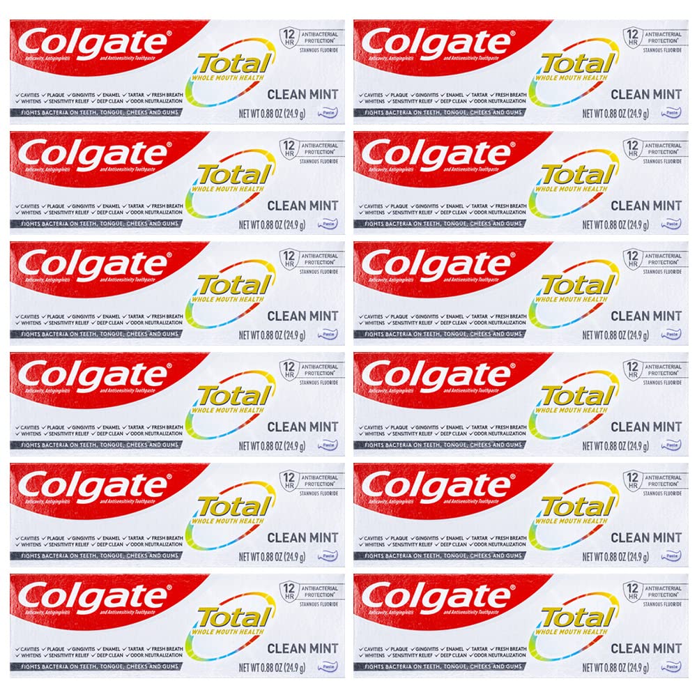 Colgate Total Clean Mint tubo de viaje ofrece frescura duradera y protección múltiple.