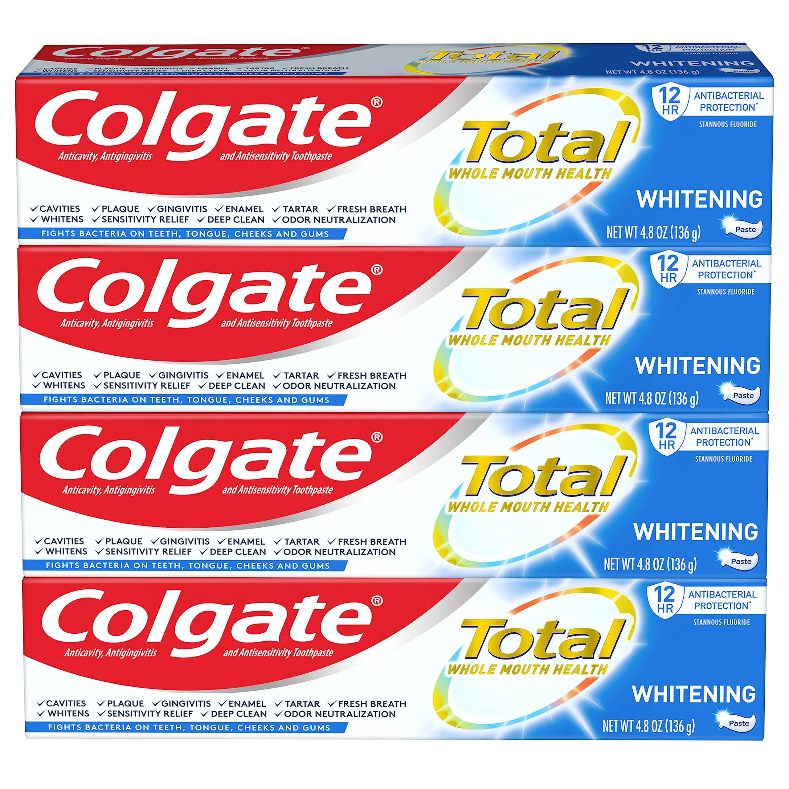 Colgate Total, pasta dental blanqueadora en tubos para uso familiar