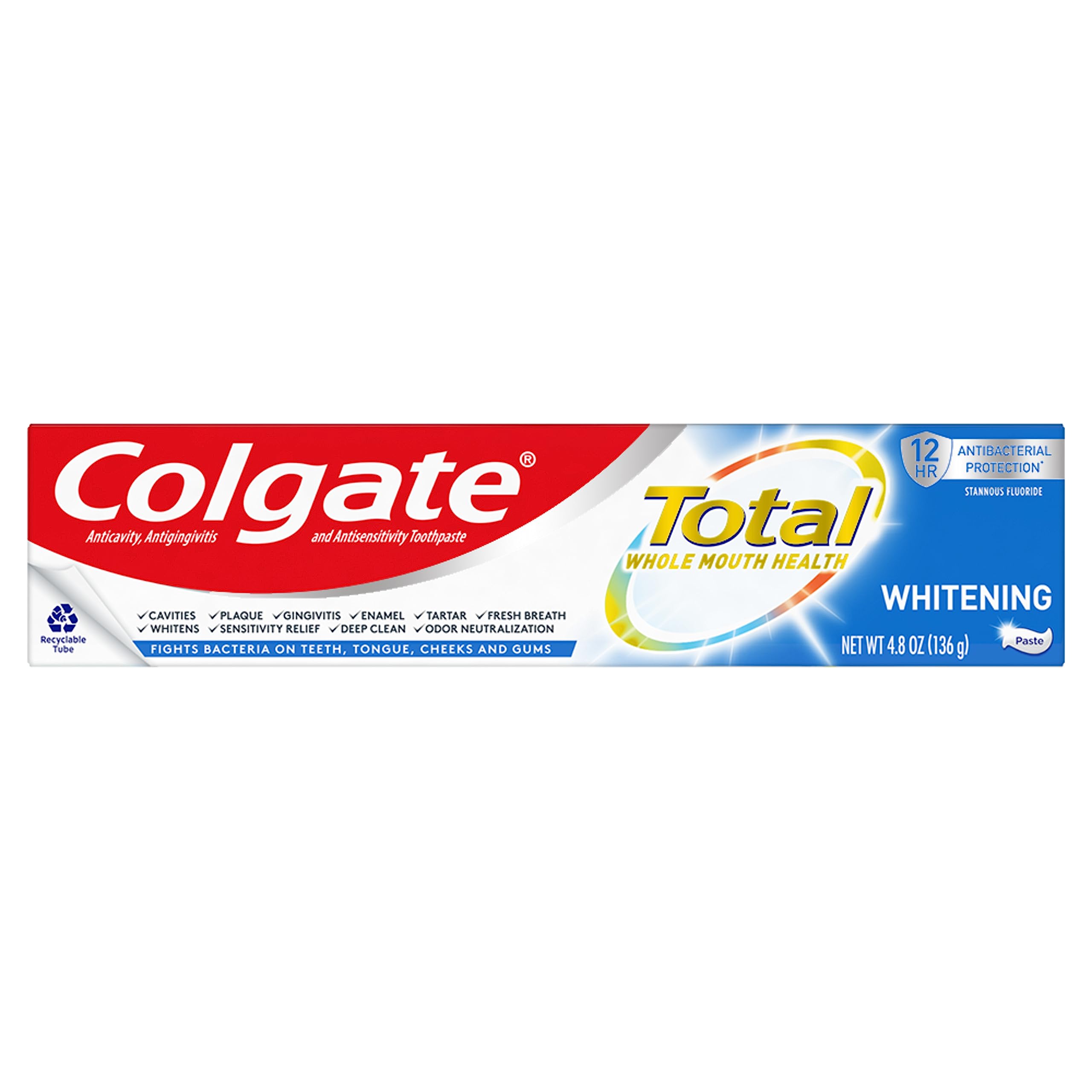 Colgate Total blanqueamiento en tubo de 4,8 onzas para brillo dental