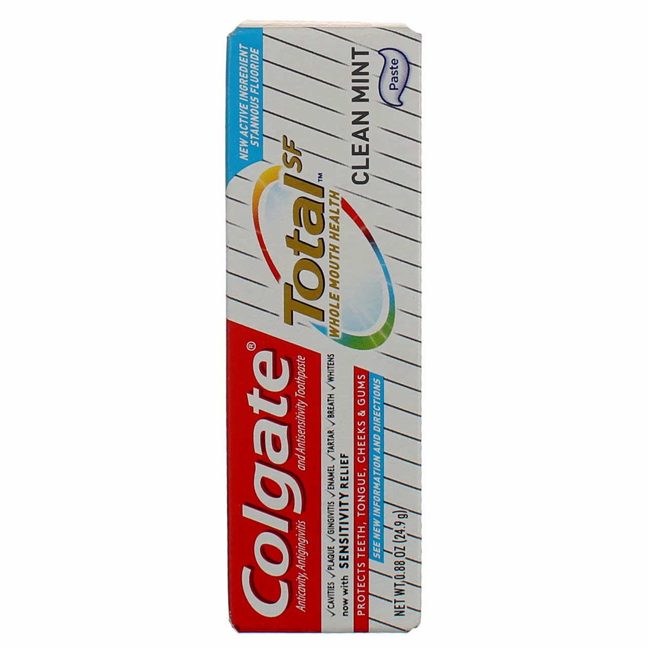 Colgate Total: pasta dental mentolada para limpieza frecuente y aliento fresco.