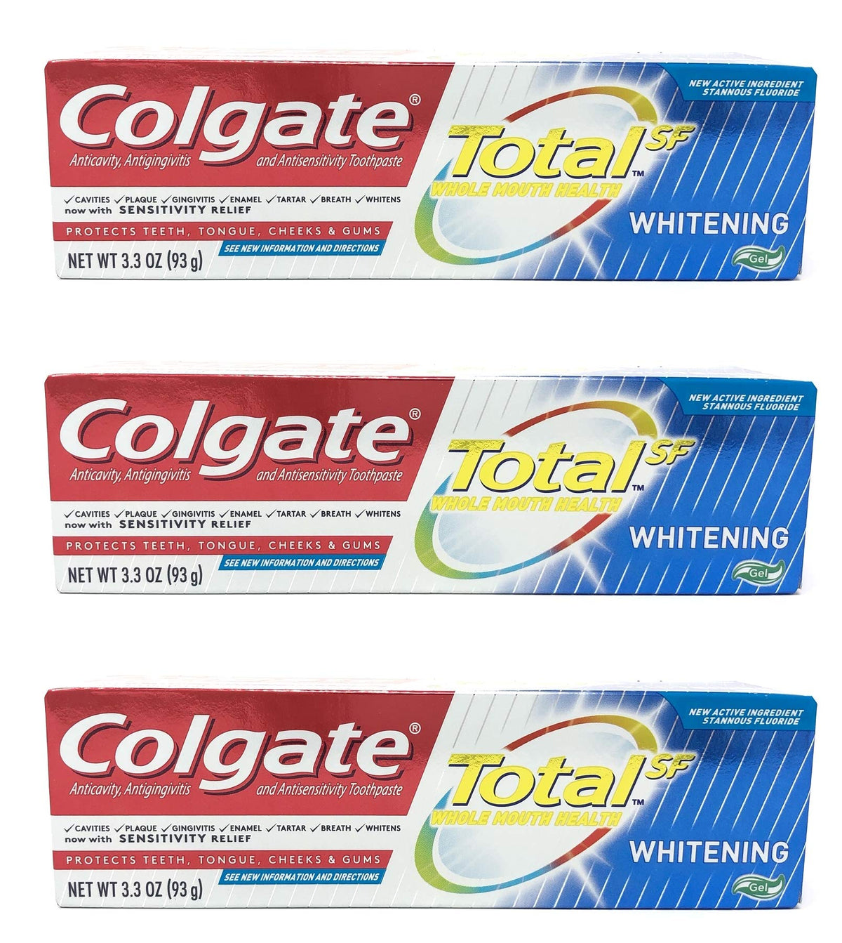 Colgate Total Blanqueante en empaque de 3, ideal para cuidado diario