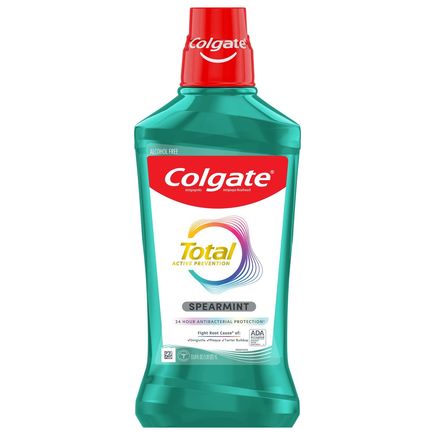 Colgate Total Pro-Shield enjuague bucal de menta, botella de 33 oz para uso diario y frescura.