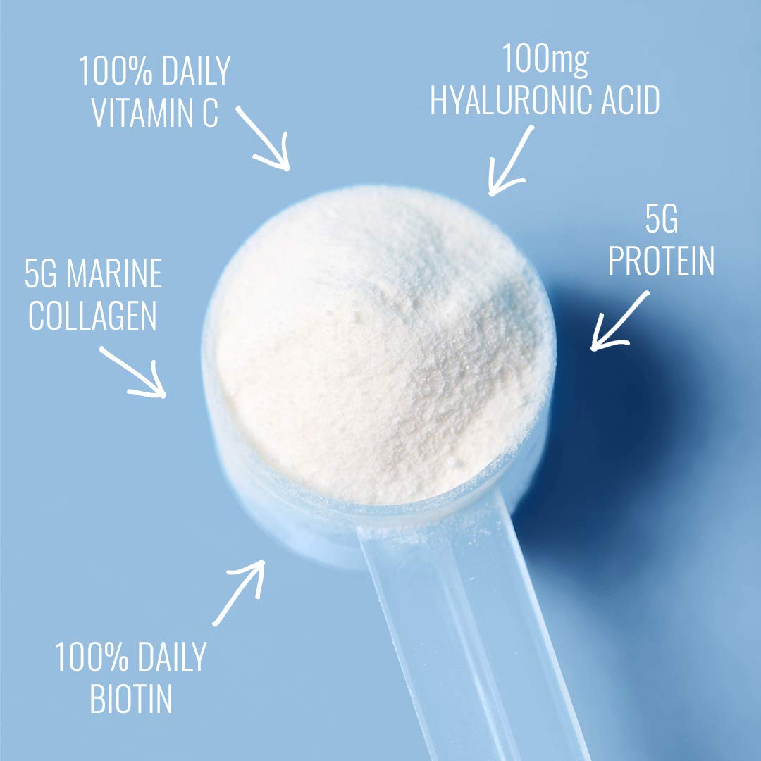 Collagen For Her: cuchara medidora para porciones diarias de colágeno.