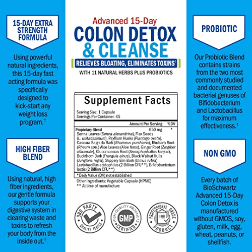 Colon Cleanser y Detox: cápsulas listas para consumo diario para regularidad