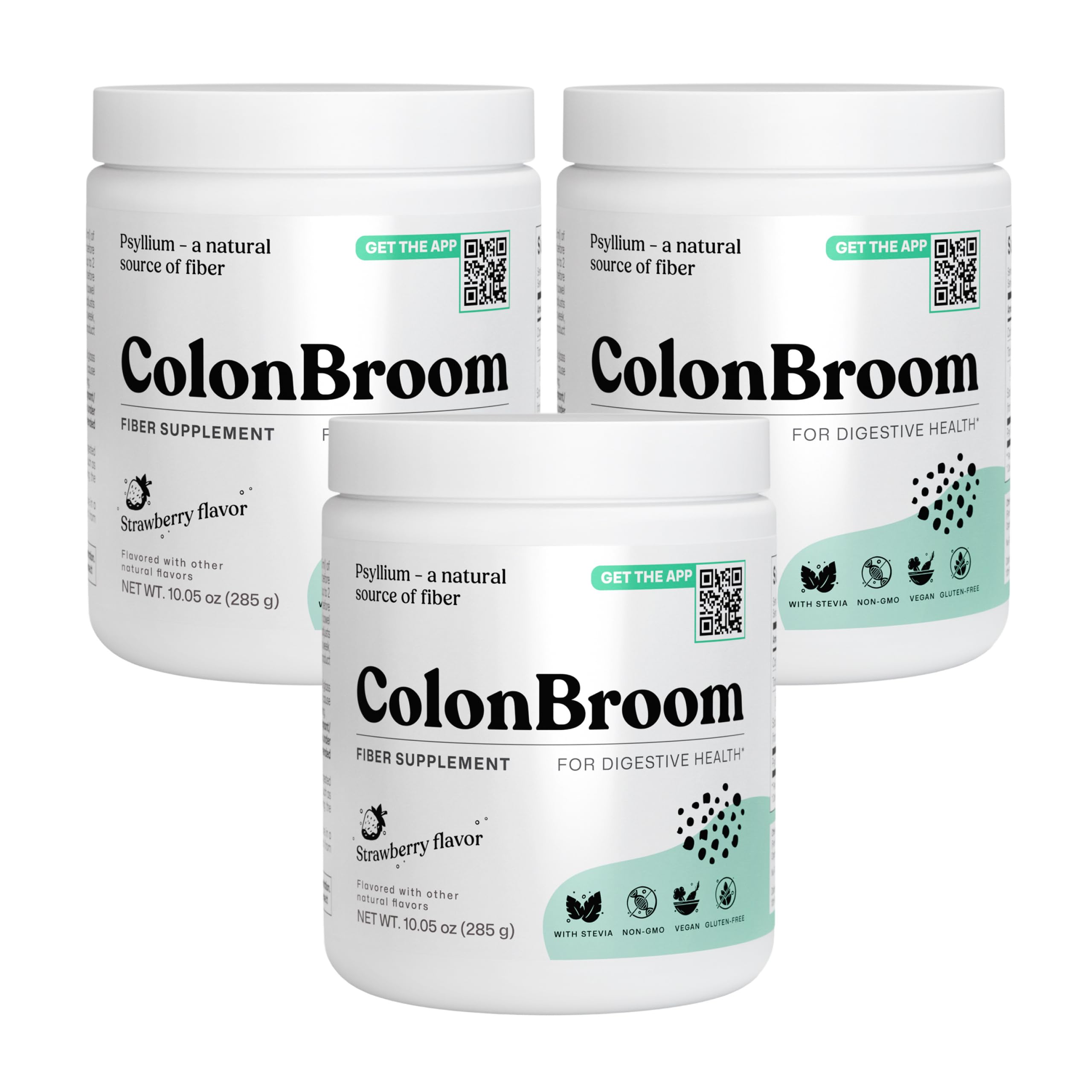 ColonBroom psilio fresa en vaso, bebida de fibra para bienestar intestinal.
