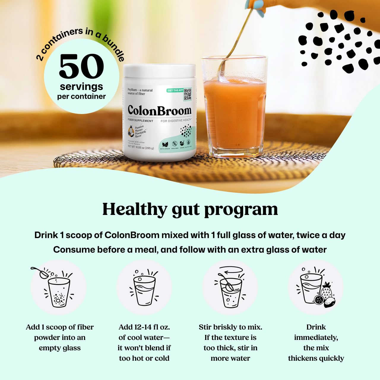 ColonBroom uso diario para bienestar intestinal.