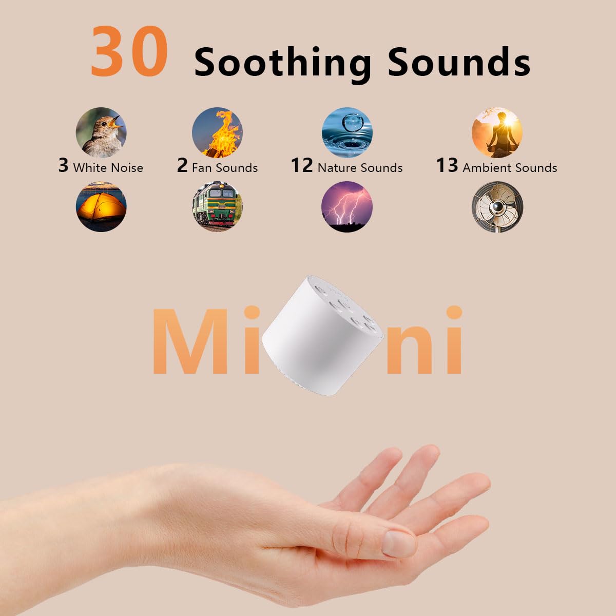 Color Noise Sleep Sound Machine: volumen ajustable a 32 niveles para adaptar tu ambiente.