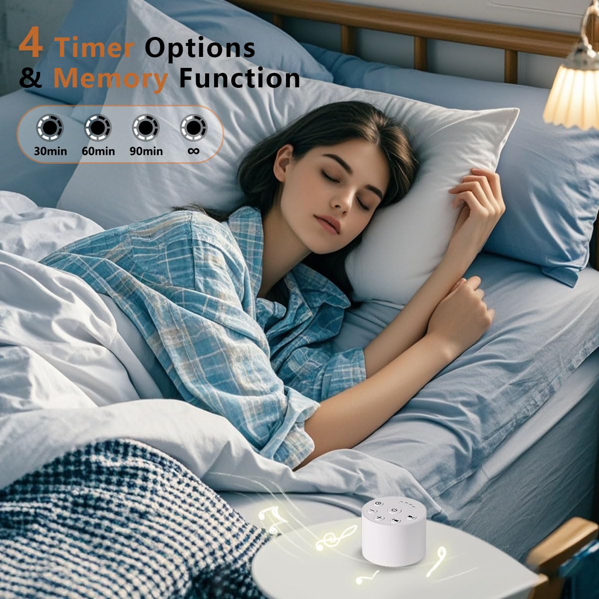 Color Noise Sleep Sound Machine: batería y USB para uso sin interrupciones.