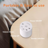 Color Noise Sleep Sound Machine: cable USB para recargar en casa o camino.