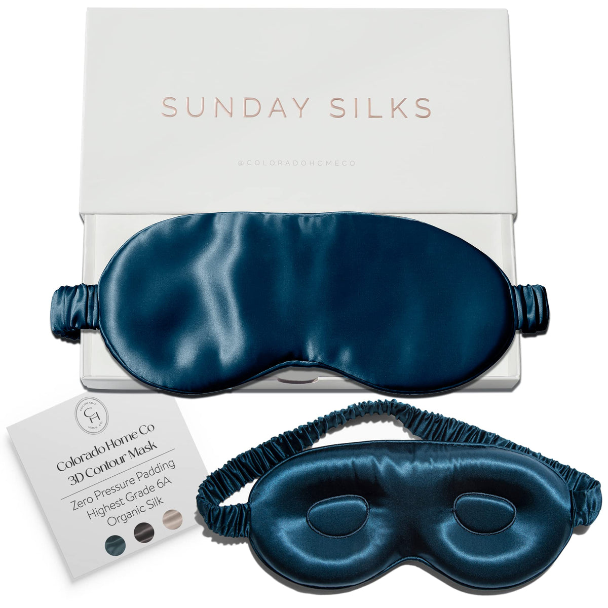 Colorado Home Co Sundaysilks mascarilla de seda 3D contorneada para dormir sin presión