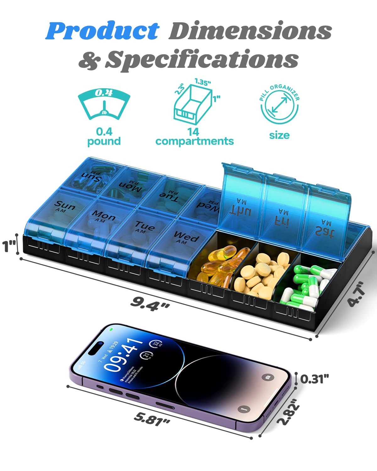 COLORWING caja-pastillas-portatil-diseño-resistente: ideal para viajes.