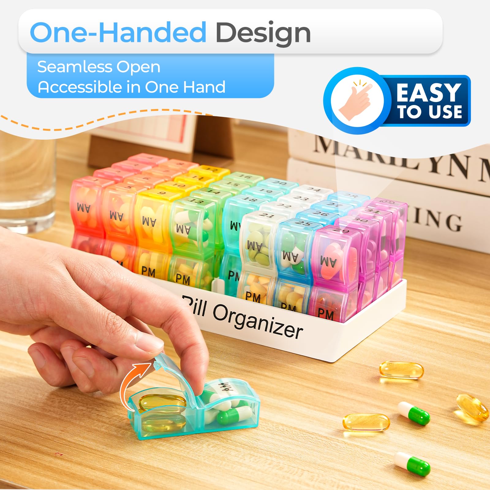Organizador COLORWING con compartimentos de mañana y tarde para 3 píldoras