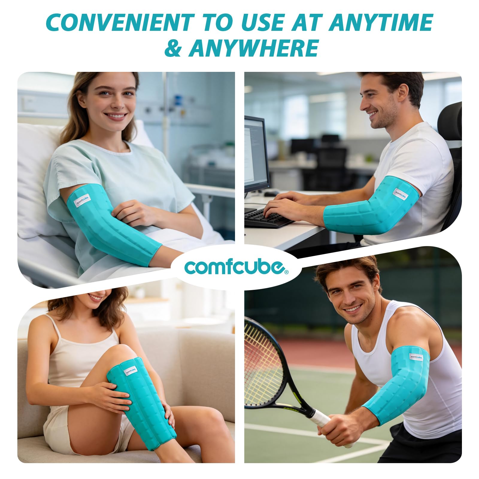 Comfcube codo-hielo: cubos de frío para enfriamiento uniforme.