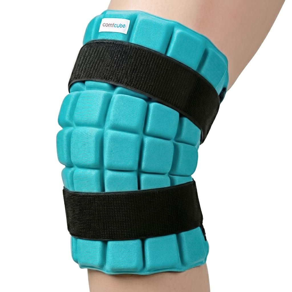 Comfcube compresa de hielo para rodilla con ajuste snug para sesiones prolongadas.