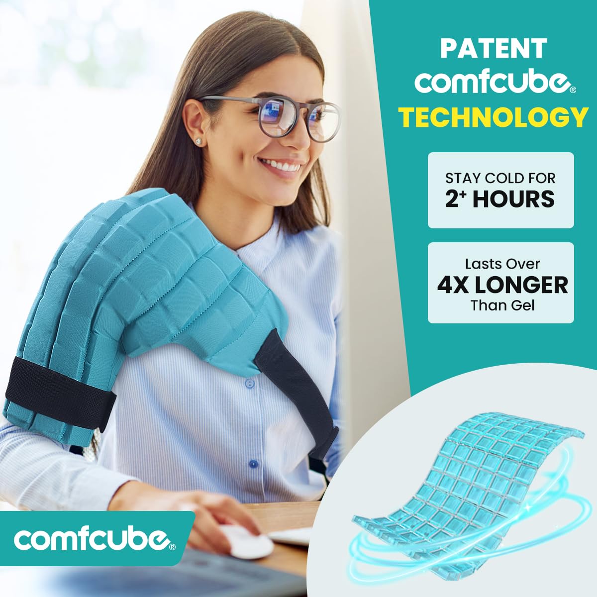 Comfcube con dos correas velcro para fijar en el hombro con ajuste seguro