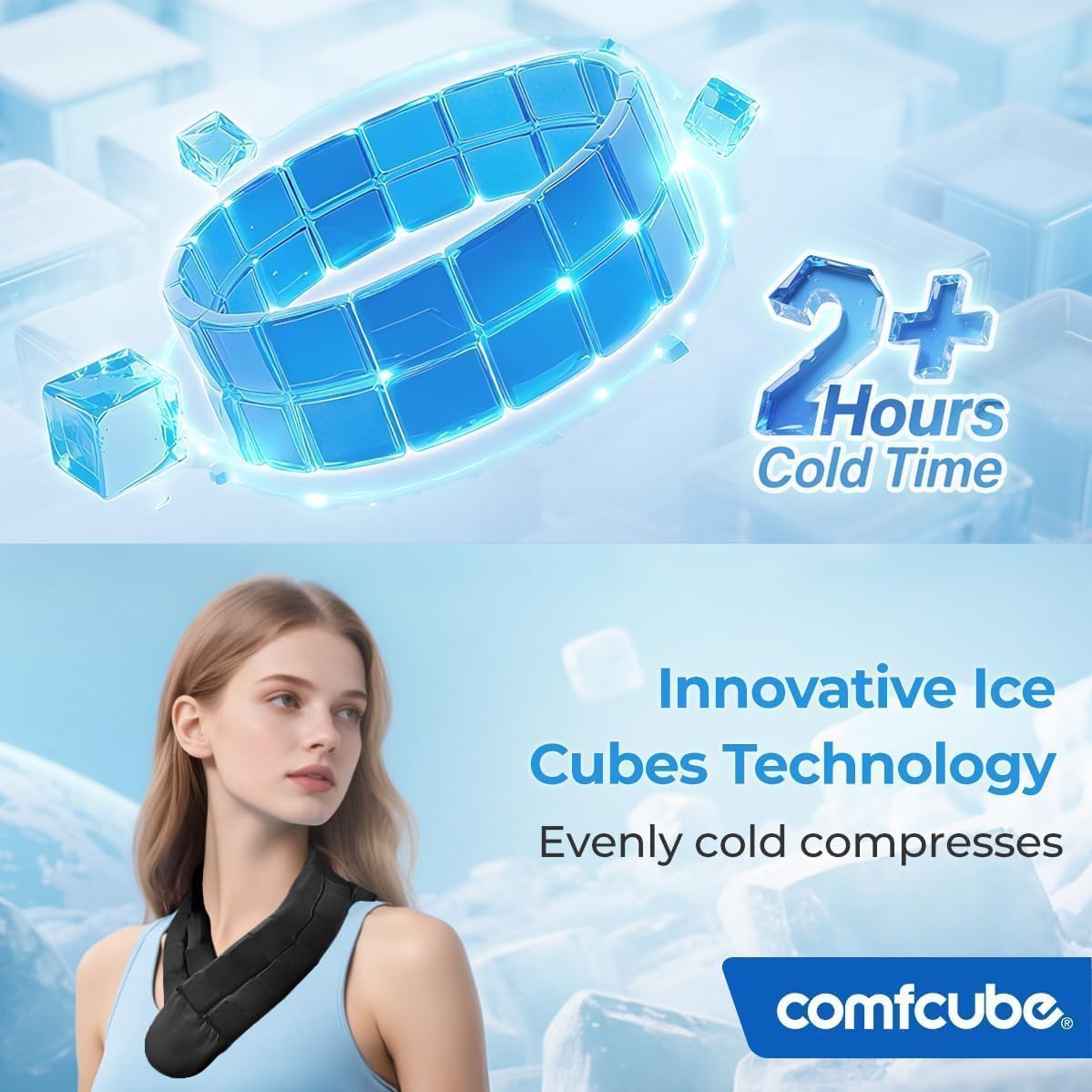 Comfcube cuello, compresa de hielo flexible que se adapta al contorno