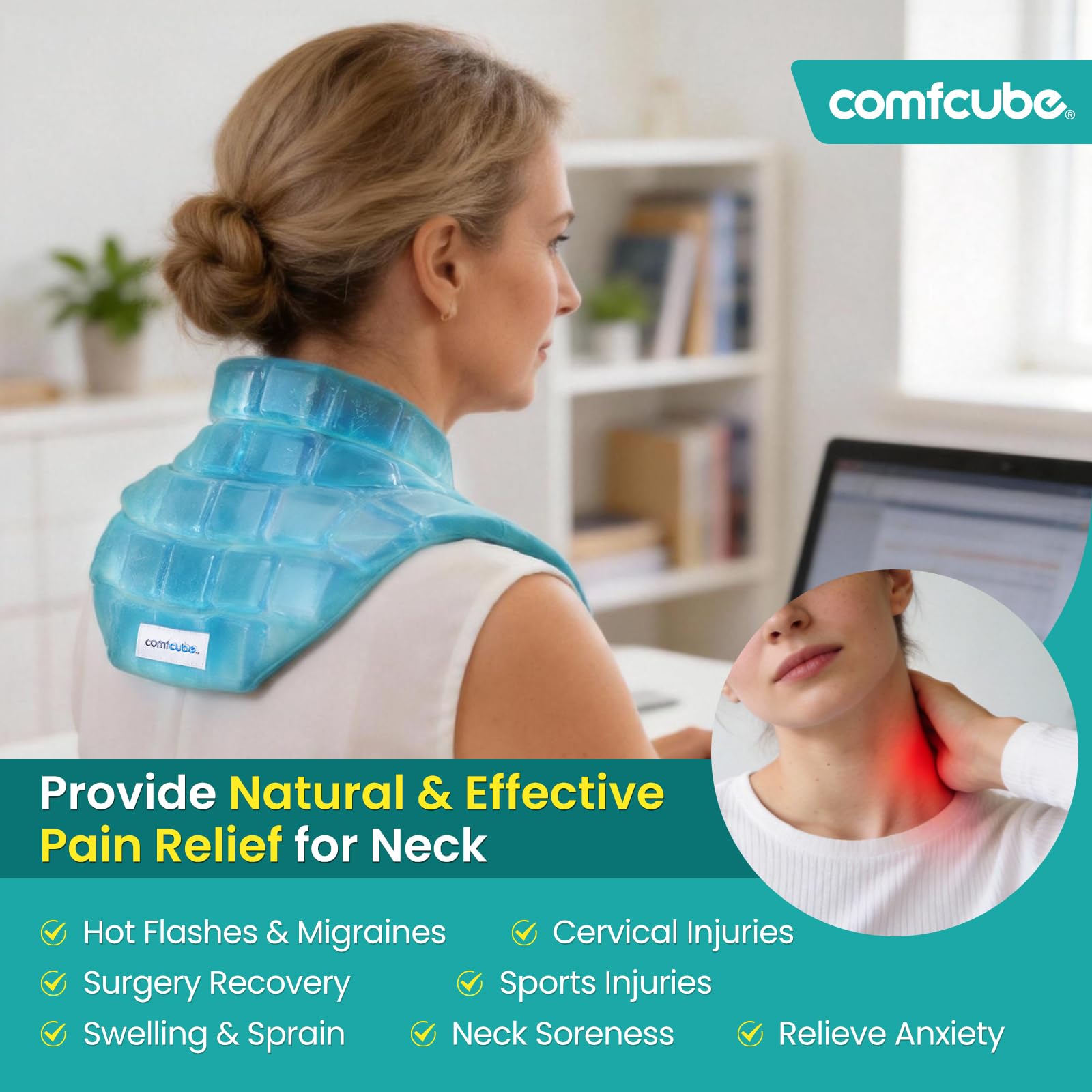 Comfcube: enfriamiento uniforme en todo el cuello para sensación constante.