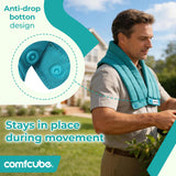 Comfcube: tejido suave para piel, minimiza molestias y resbala menos.