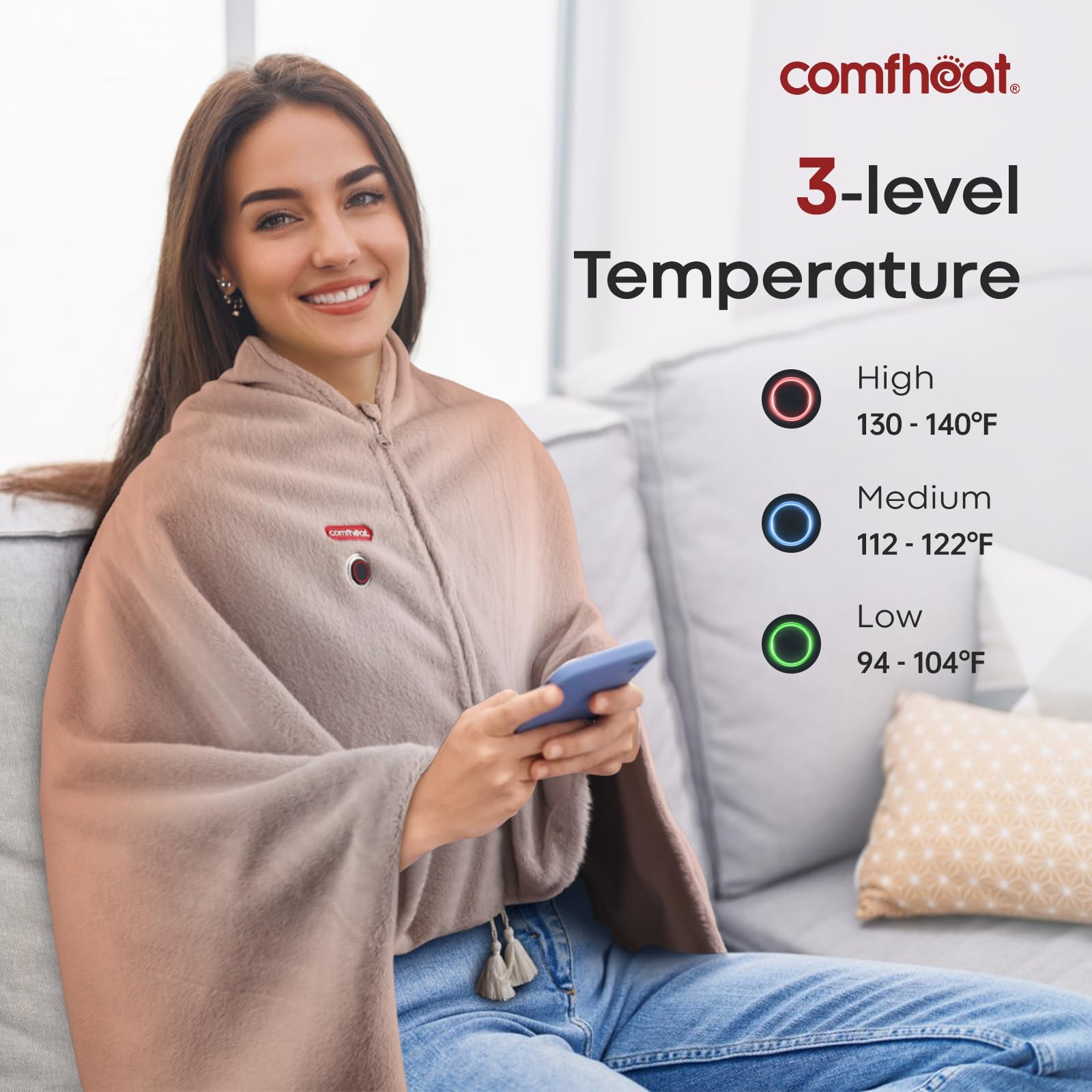 Comfheat tres ajustes de calor para mayor confort