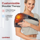 Comfheat ajuste cinta velcro facilita uso rápido en hombro.