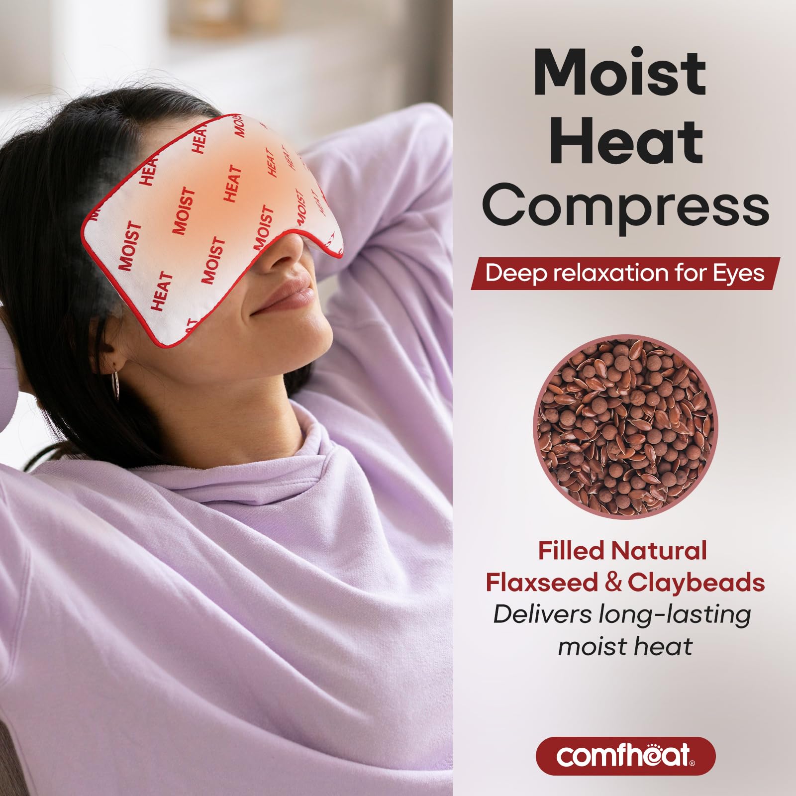 Almohada Comfheat para ojos con calor húmedo suave y relajante