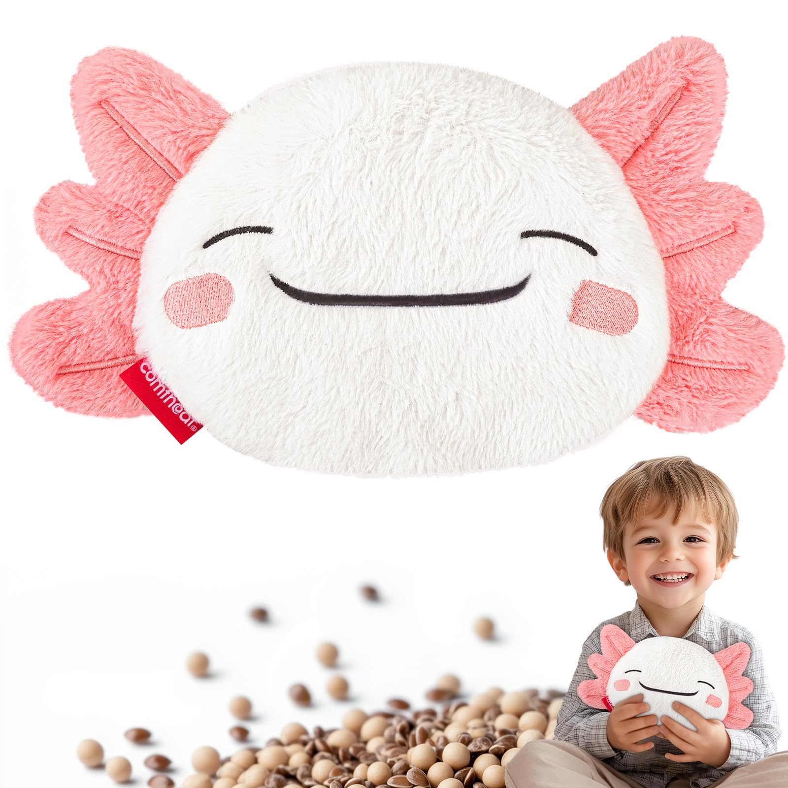 Almohadilla de calor Comfheat Axolotl para microondas, alivio localizado en abdomen y espalda.