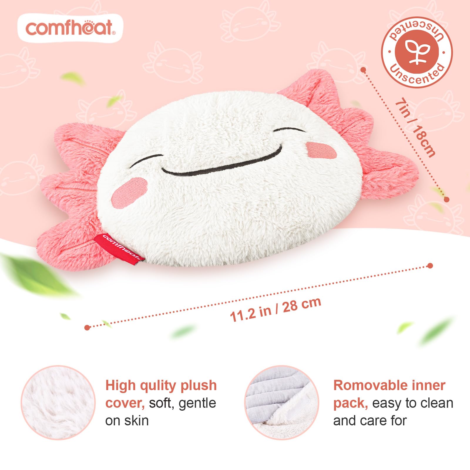 Comfheat Axolotl: compañera cálida para niños y momentos de calma.