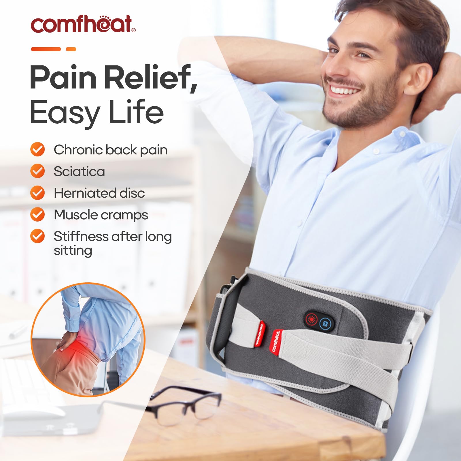 Comfheat bandas de soporte biónicas mejoran la postura durante el uso.