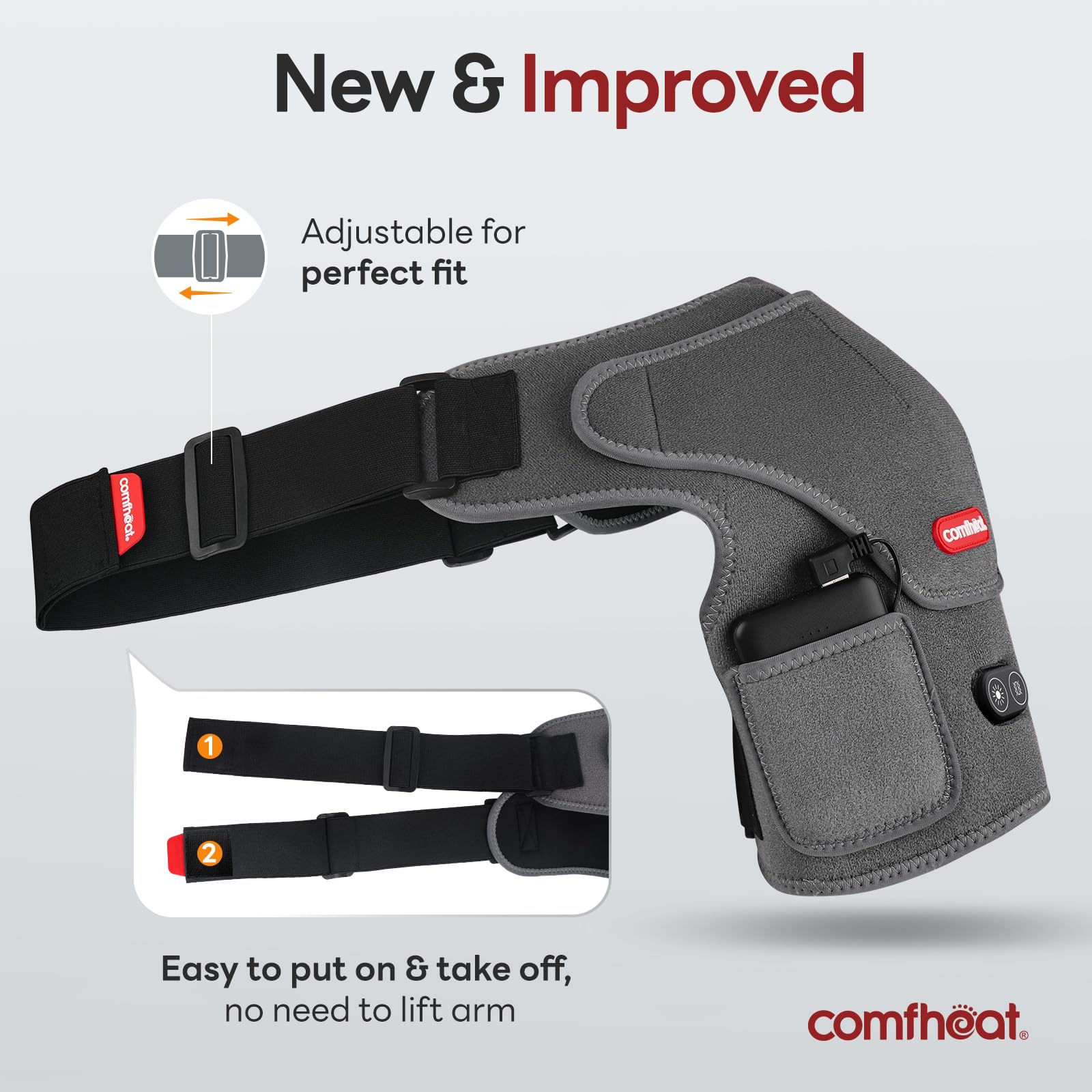 Comfheat bateria-5000mah portatil para sesiones largas sin cables.