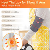 Codo con envoltorio de calor Comfheat, ajuste de correa para mayor estabilidad.