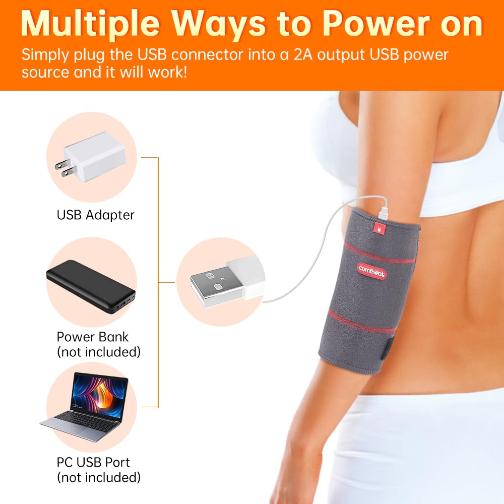 Ideal para codo de tenista, Comfheat ayuda a relajar la articulación.