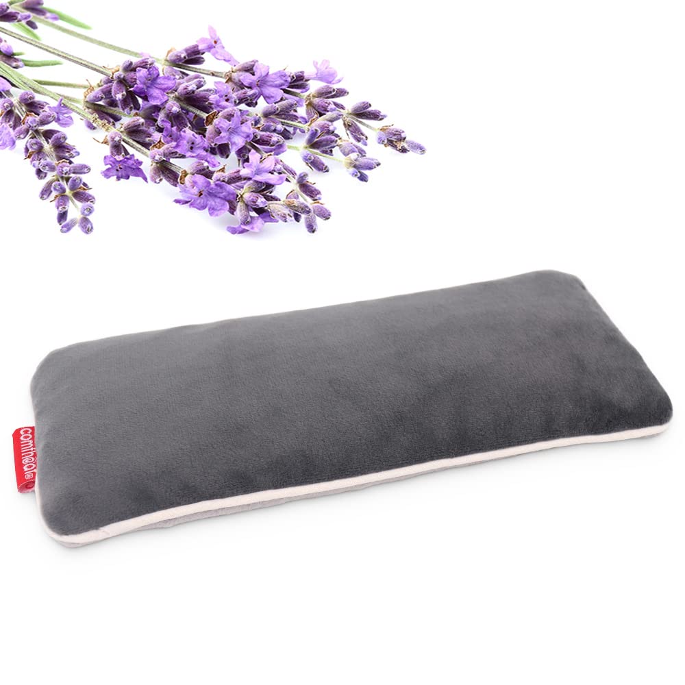 Comfheat cojin ocular lavanda para relajación durante yoga y descanso.