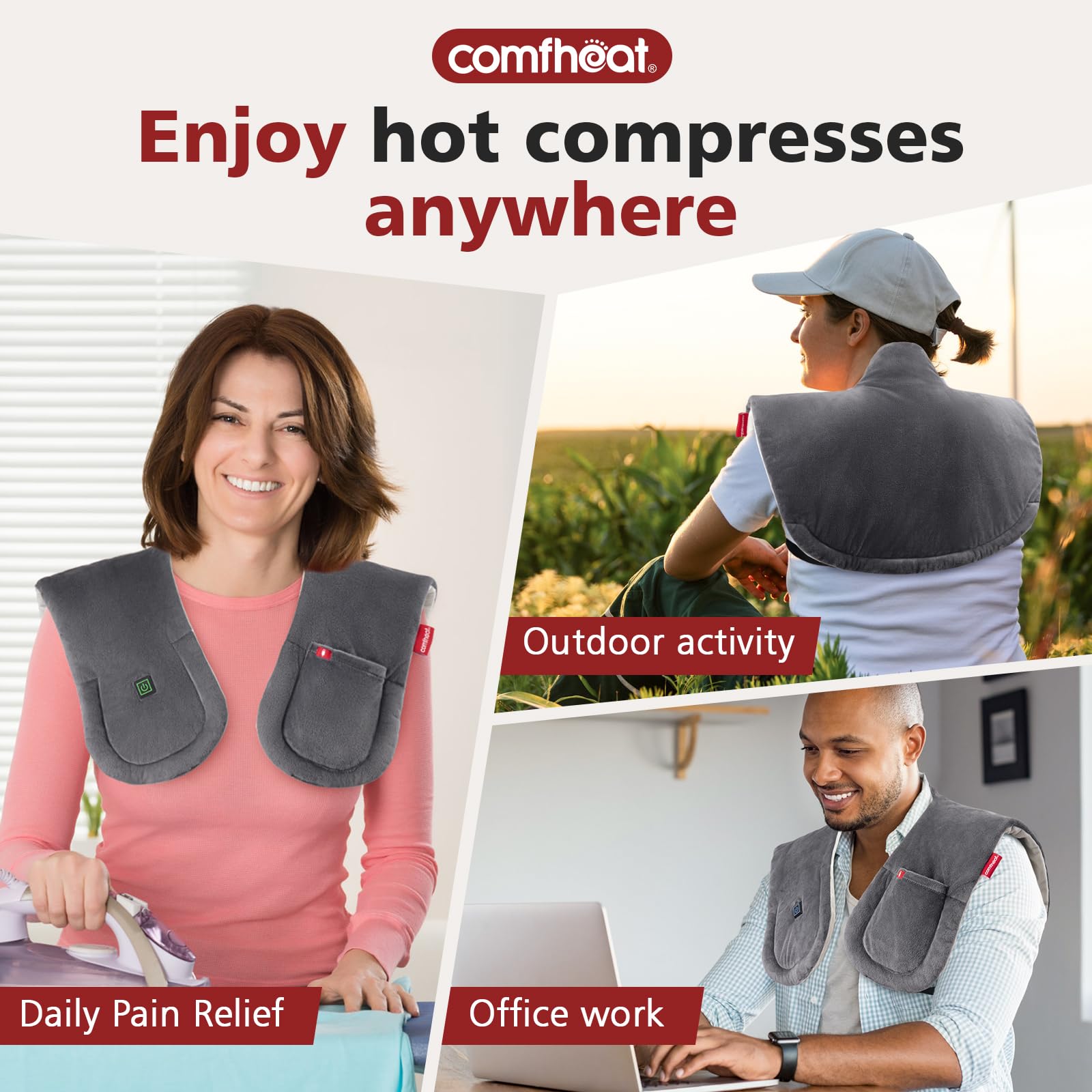 Diseño ligero y portátil de Comfheat para uso en casa o viaje