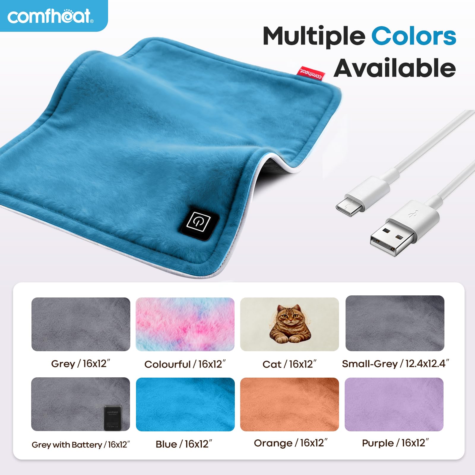 Comfheat diseño no recargable; requiere fuente USB 5V 2A