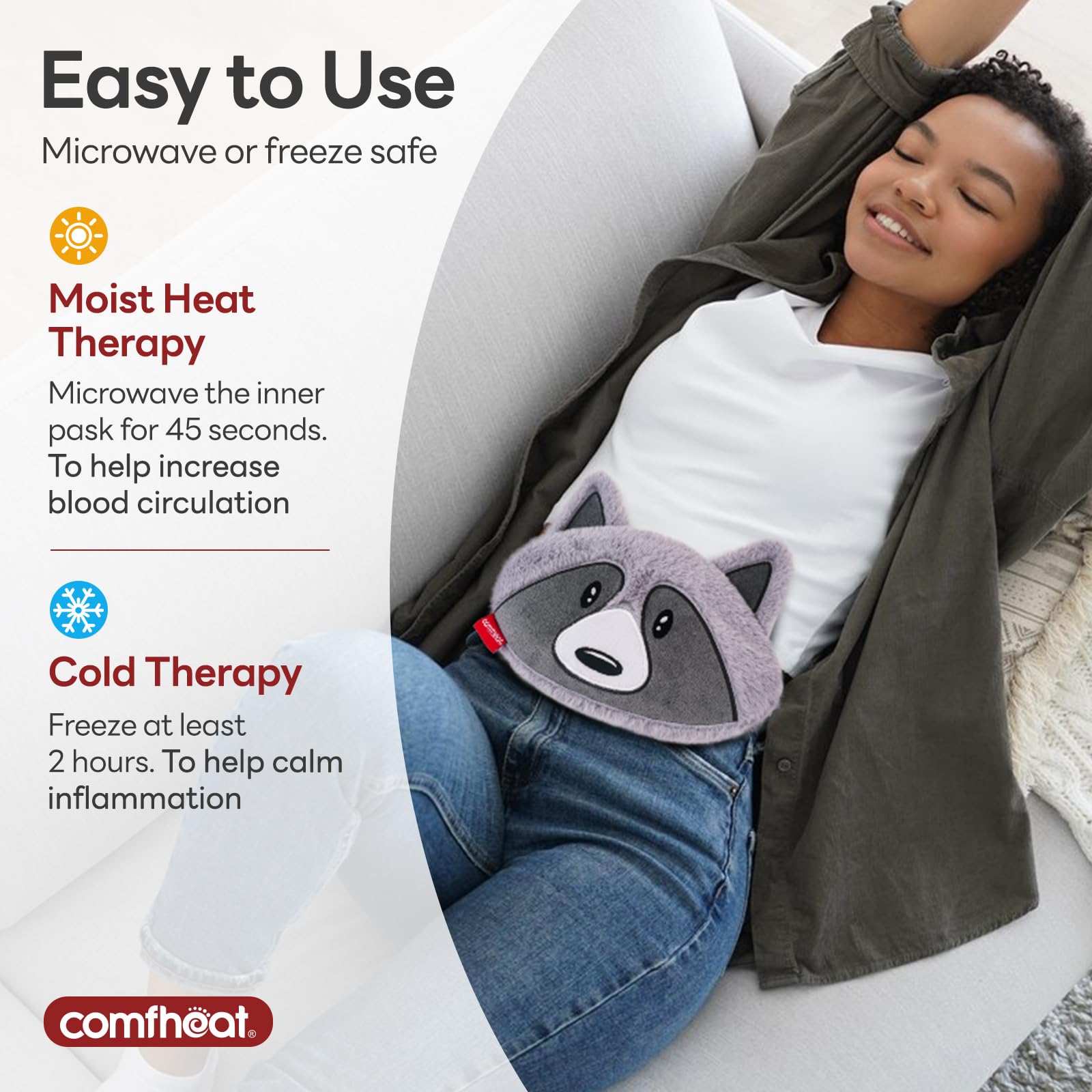 Comfheat mapache diseño compacto para llevar y usar en casa