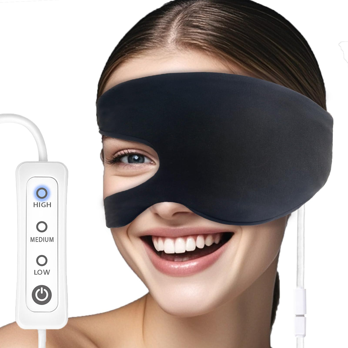 Mascarilla comfheat calefactable para orzuelo, alivia molestias con calor localizado.