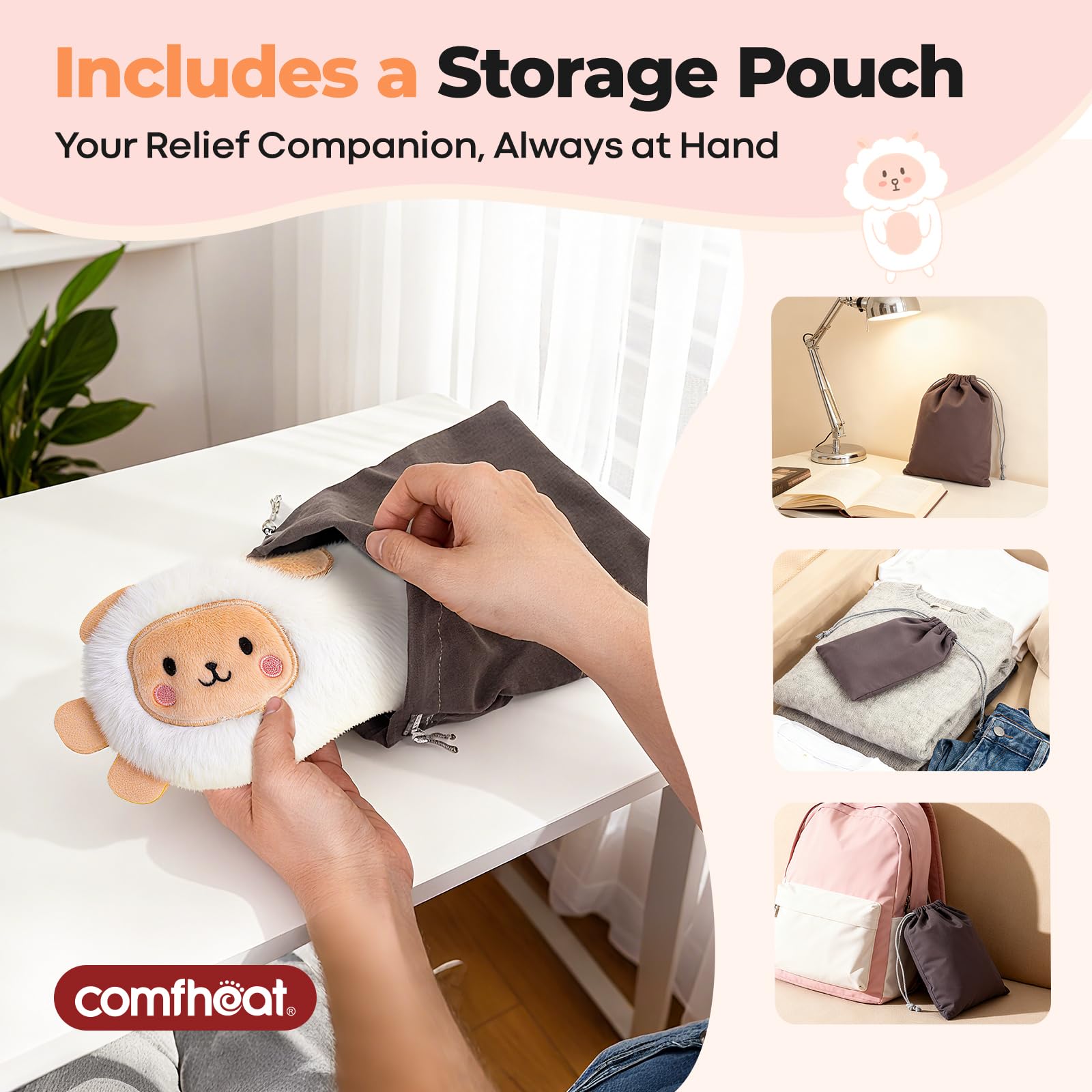 Comfheat: piel-sensible-almohada-ojos-lavanda tela suave