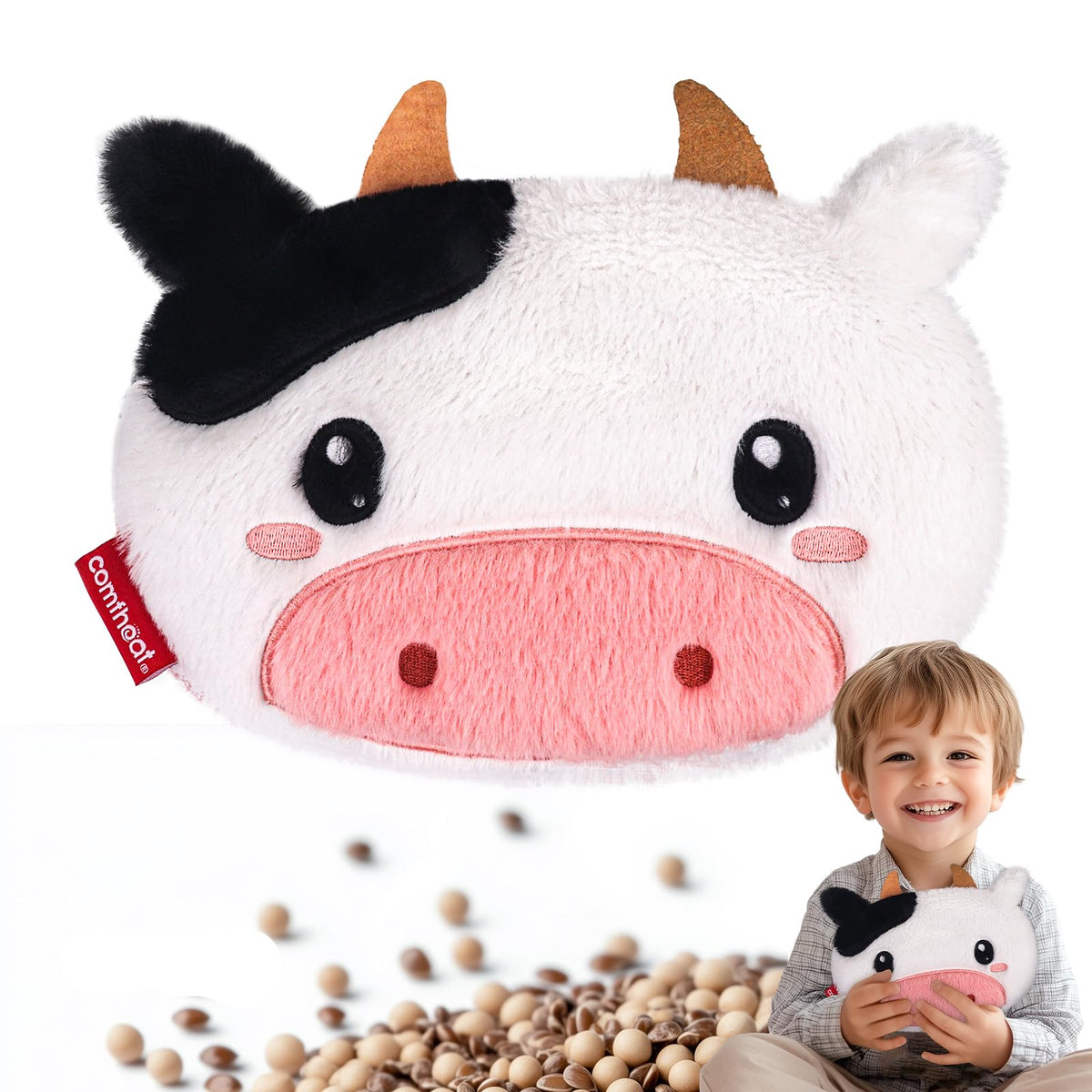 Comfheat Vaca con dibujo adorable, calor suave en microondas para alivio suave