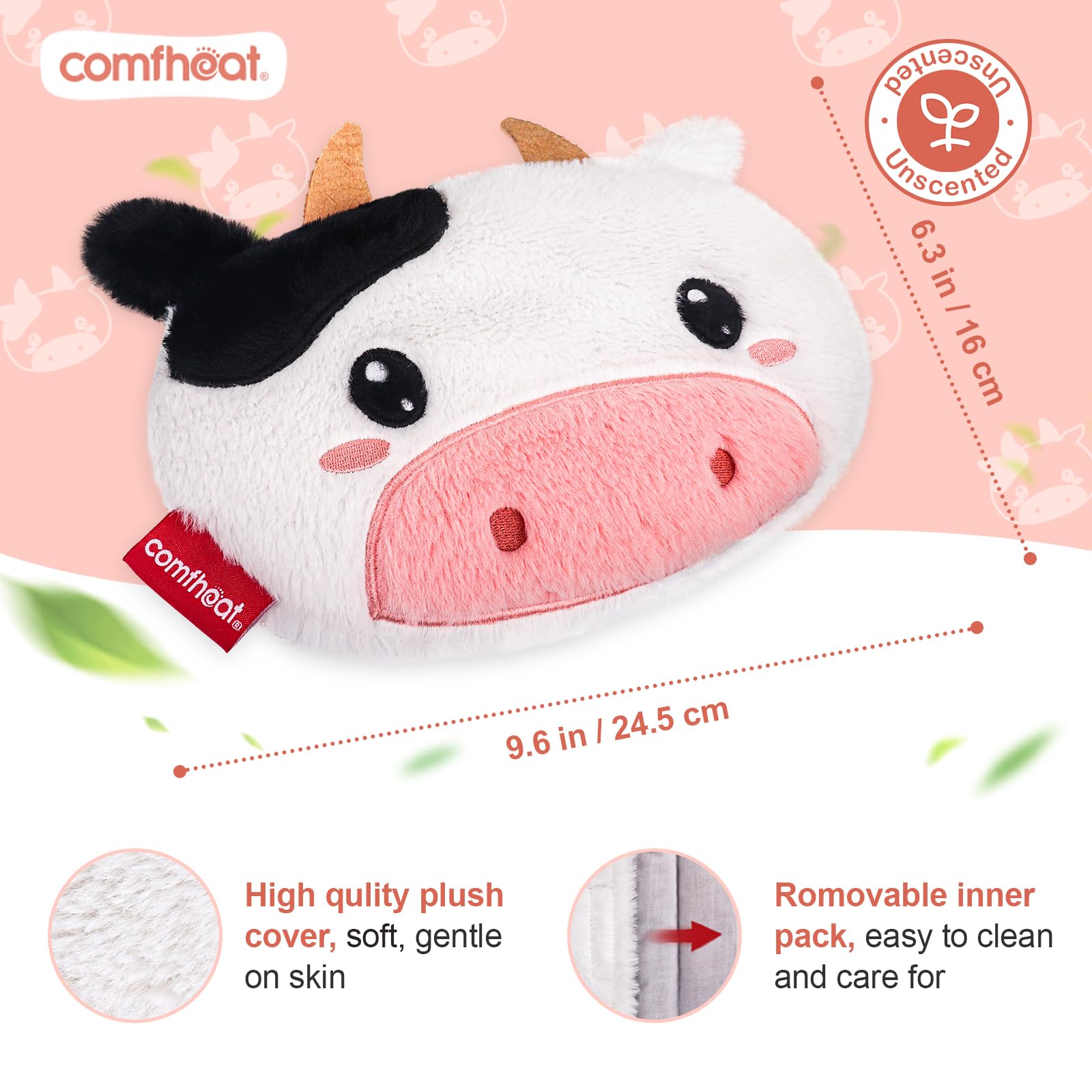 Comfheat Vaca relleno de linaza natural para calor estable y cómodo