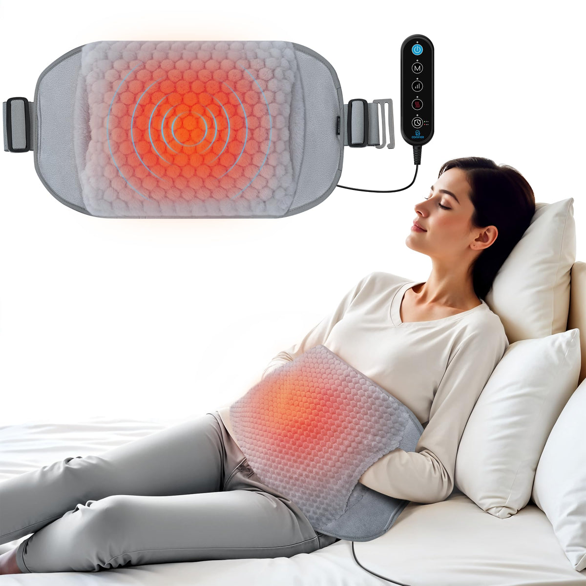 COMFIER almohadilla térmica con masaje para espalda, cobertura amplia y calor cómodo