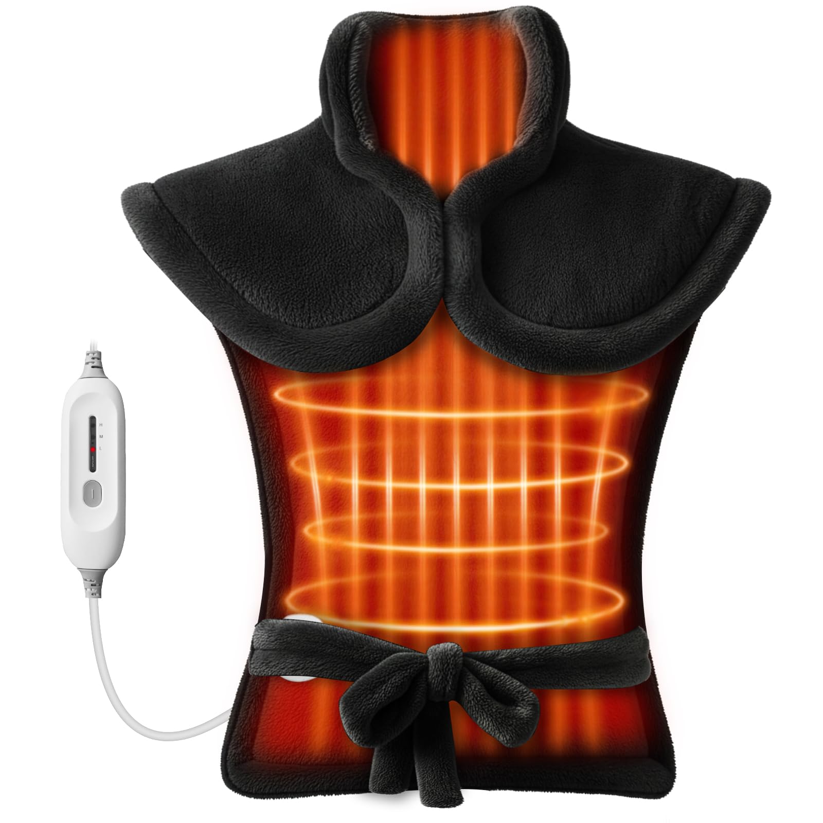 La almohadilla COMFIER grande para espalda y hombros ofrece calor rápido para alivio.