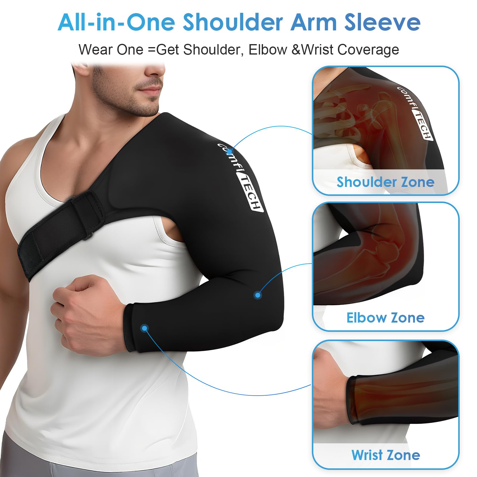 ComfiTECH ajuste-strap-hombro-brazo, ajuste cómodo y estable en diversos cuerpos