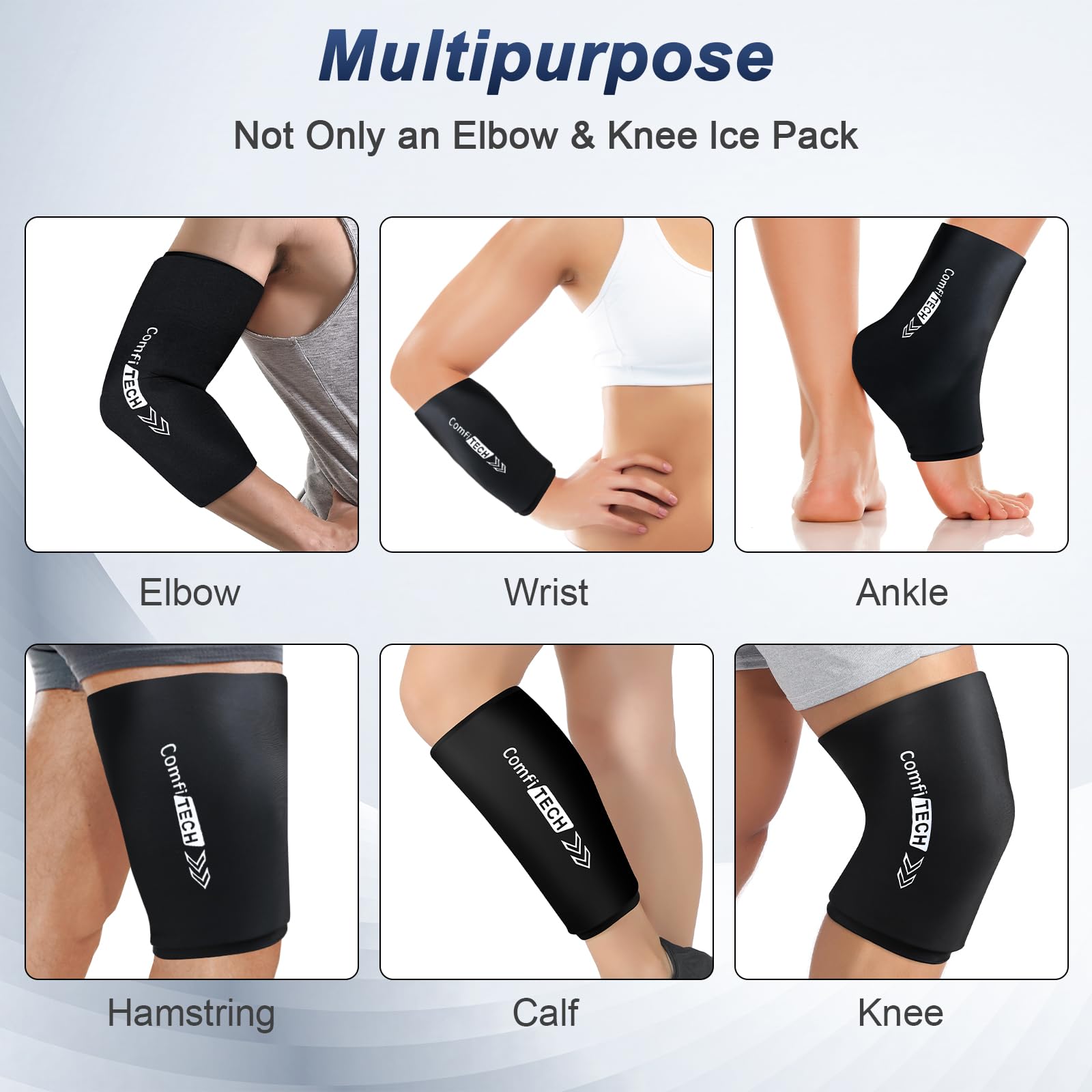Cobertura 360° para codo y antebrazo con enfriamiento uniforme.