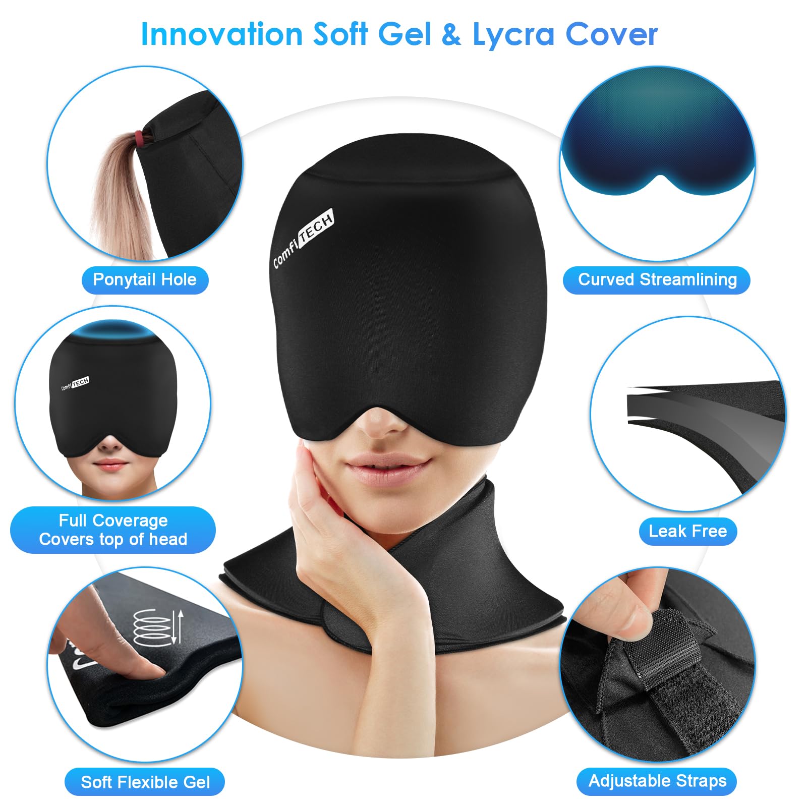 Gorra fría de dos piezas ComfiTECH diseño único para mayor comodidad al reposar