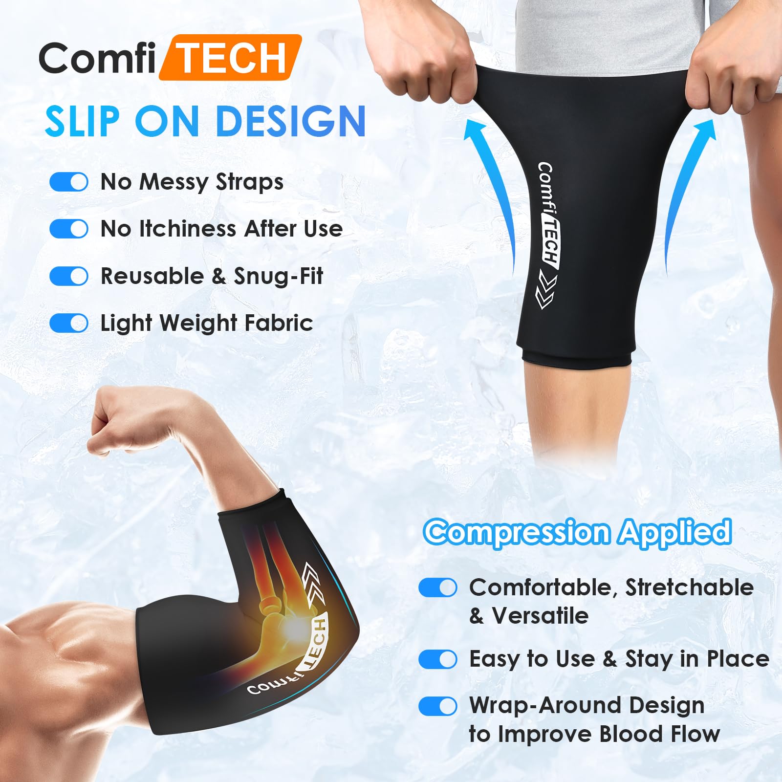 ComfiTECH, enfriamiento de 360° para rodilla y zona circundante.