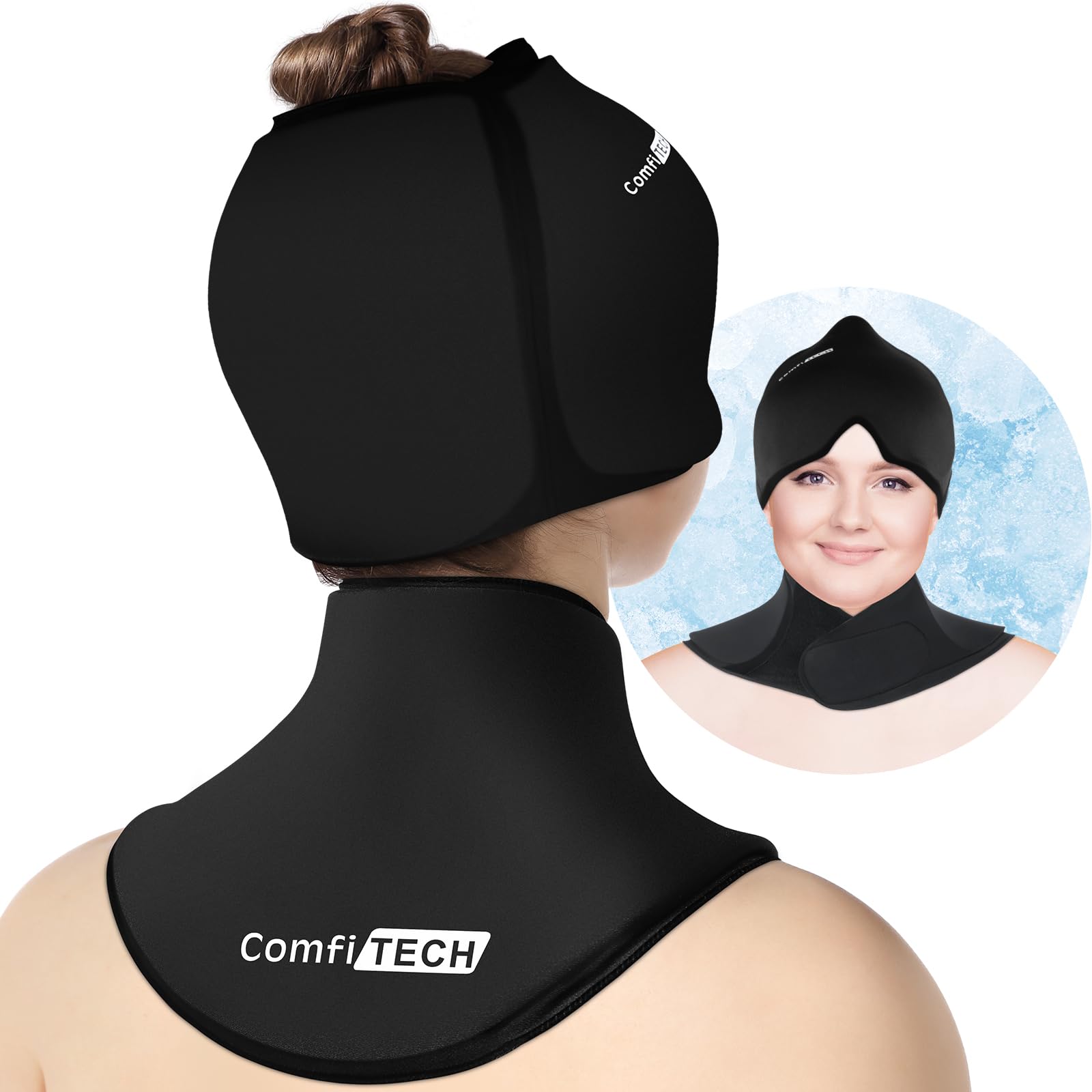 Gorro frío de ComfiTECH para la cabeza, enfriamiento envolvente y cómodo.