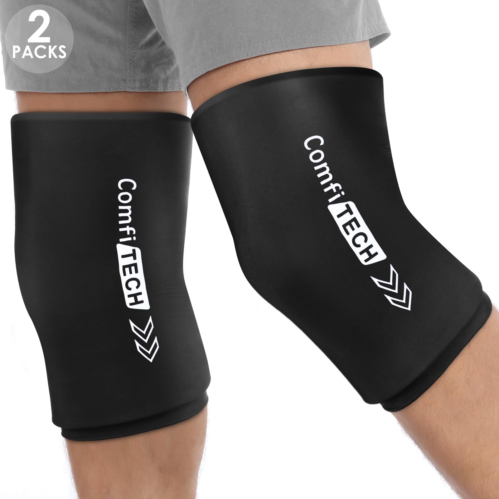 Manga de hielo Comfitech para rodilla, uso rápido y cómodo.