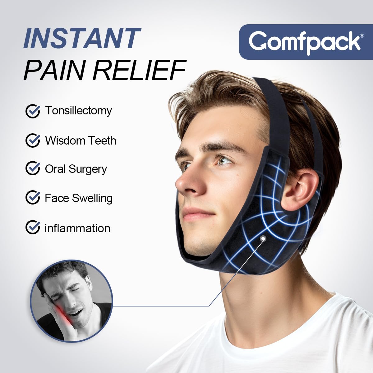 Comfpack alivio potencial de incomodidad en la zona facial.