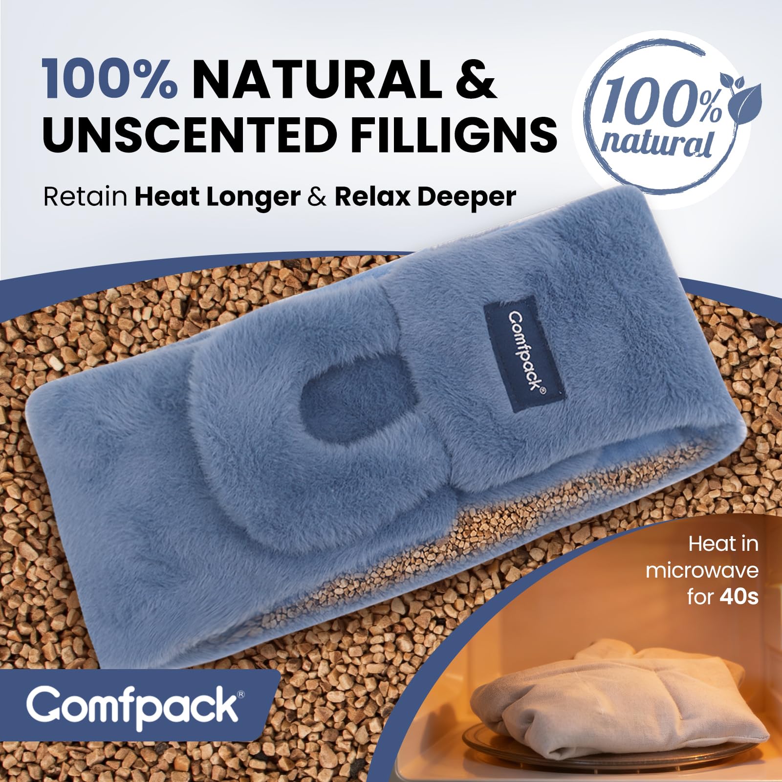 Almohadilla larga Comfpack cubre espalda y cuello para mayor confort.