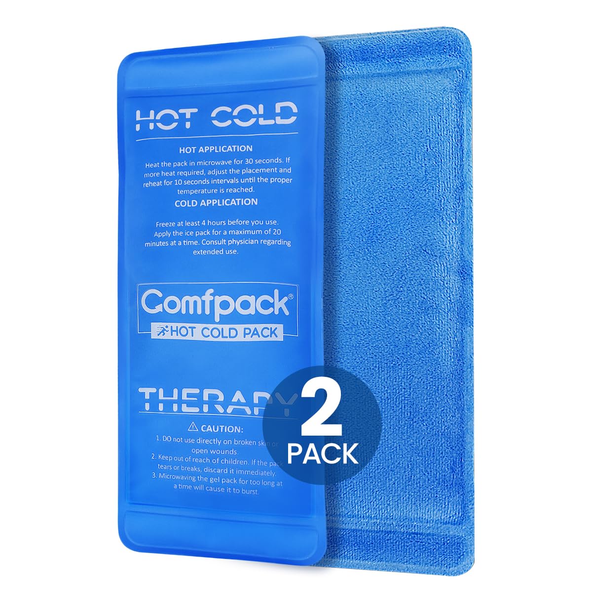 Comfpack detalle de la funda exterior resistente y gel frío de doble cara para uso diario.